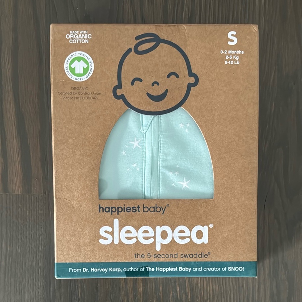 Happiest Baby Sleepea Swaddle Sleep Sack Medium 12-18 lbs Organic Cotton Stars - Picture 7 of 8